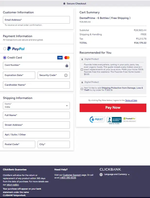 DentalPrime Billing & Checkout Interface Preview
